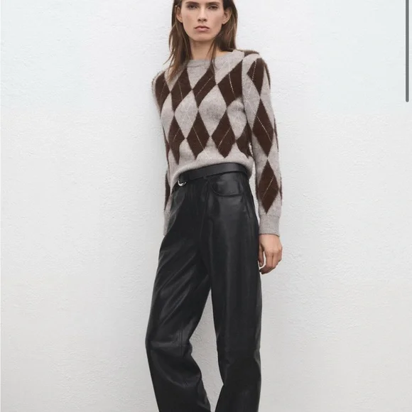 Mango Brown and Gray Argyle Sweater - Picture 2 of 3